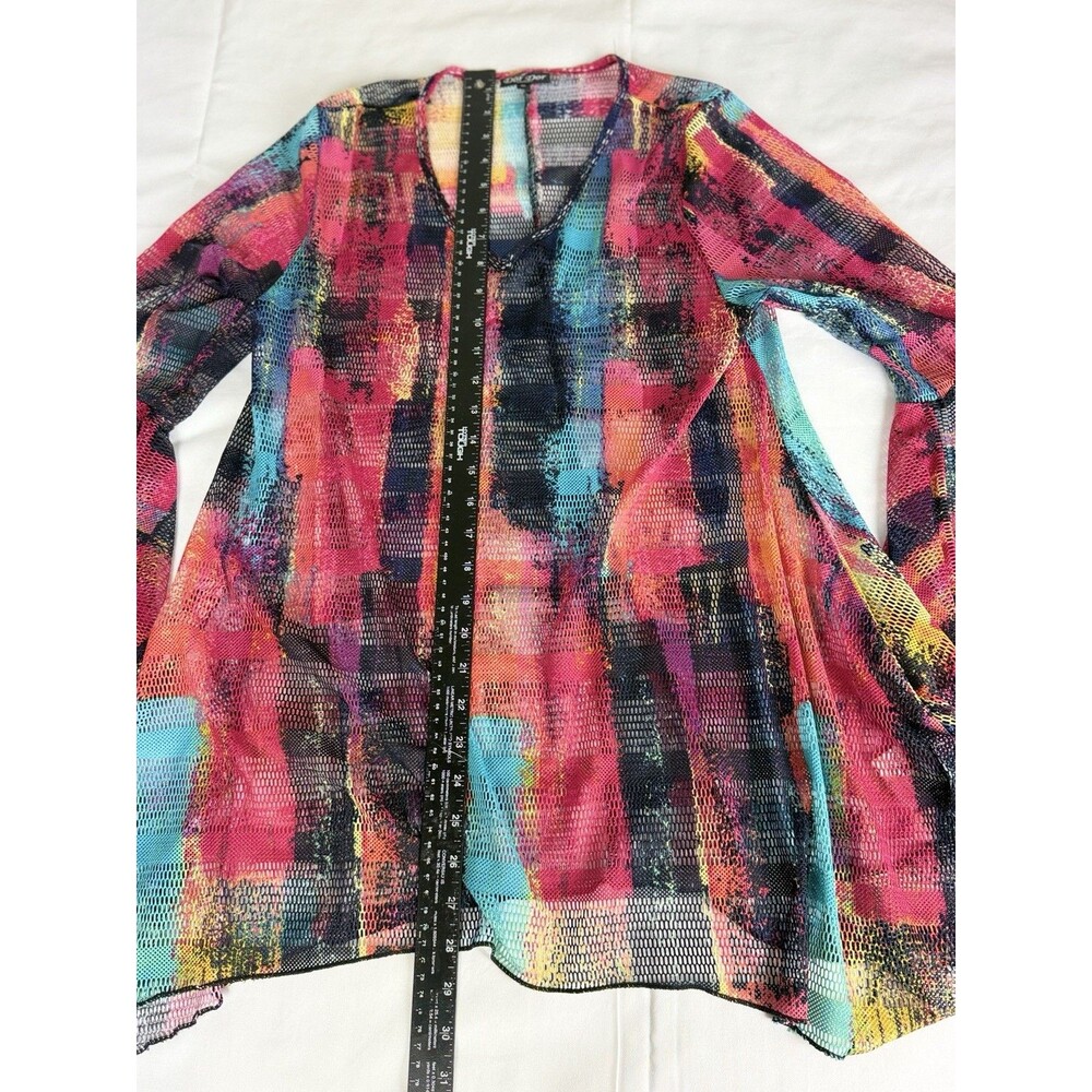 Dor Dor Couture Colorful 3/4 bell sleeves mesh top/coverup size Medium - Picture 6 of 8